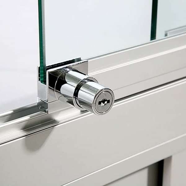 Vitrine - Showcase Counter Duo Glasvitrine mit Unterschrank, LED-Licht und Schloss - Silber
