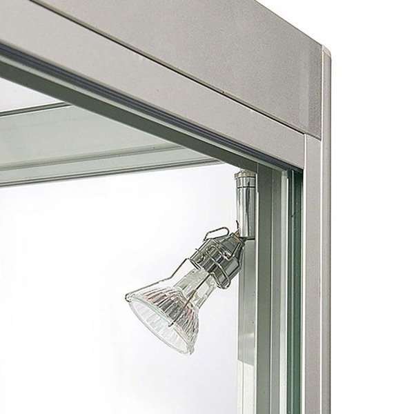 Vitrine - Showcase Counter Duo Glasvitrine mit Unterschrank, LED-Licht und Schloss - Silber