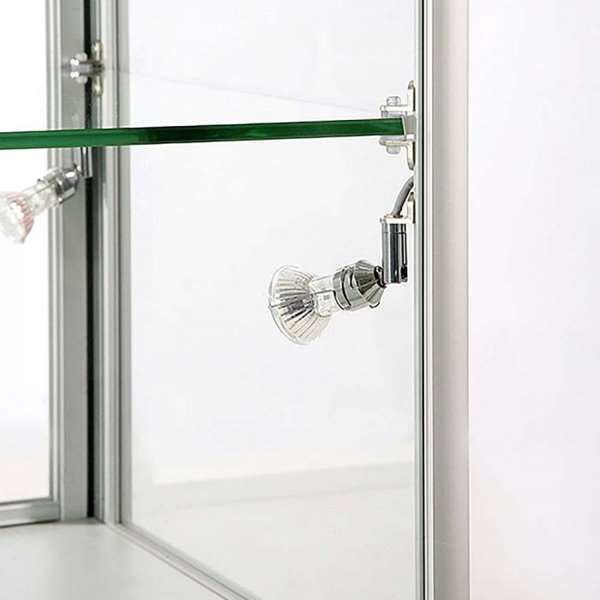 Vitrine - Showcase Counter Duo Glasvitrine mit Unterschrank, LED-Licht und Schloss - Silber