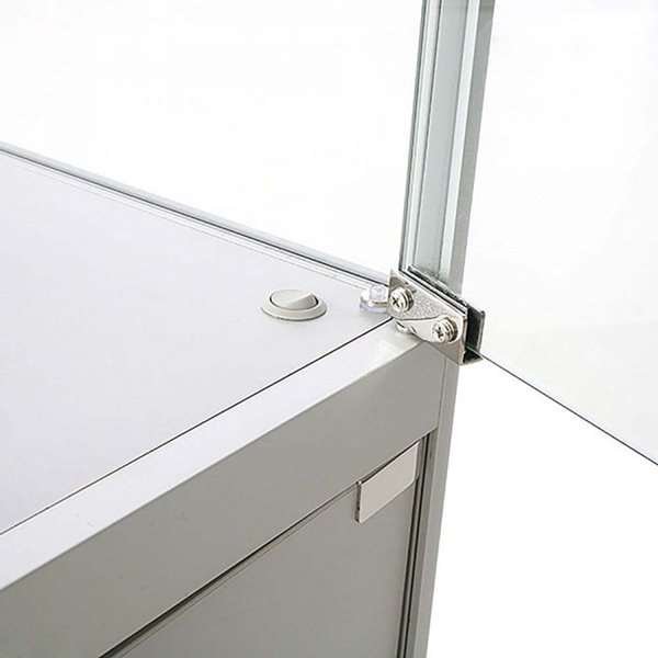 Vitrine - Showcase Counter Duo Glasvitrine mit Unterschrank, LED-Licht und Schloss - Silber