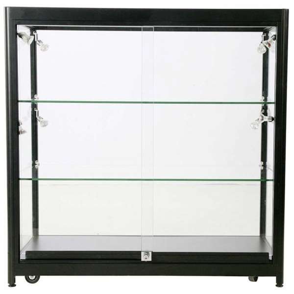 Vitrine - Showcase Counter Duo Glasvitrine mit LED-Licht und Schloss - Schwarz