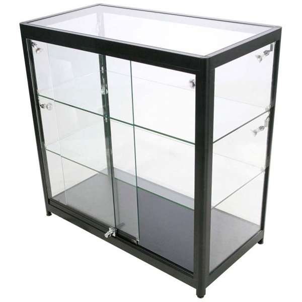 Vitrine - Showcase Counter Duo Glasvitrine mit LED-Licht und Schloss - Schwarz