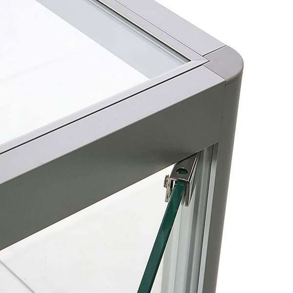 Vitrine - Showcase Counter Solo Glasvitrine mit Unterschrank, LED-Licht und Schloss - Silber