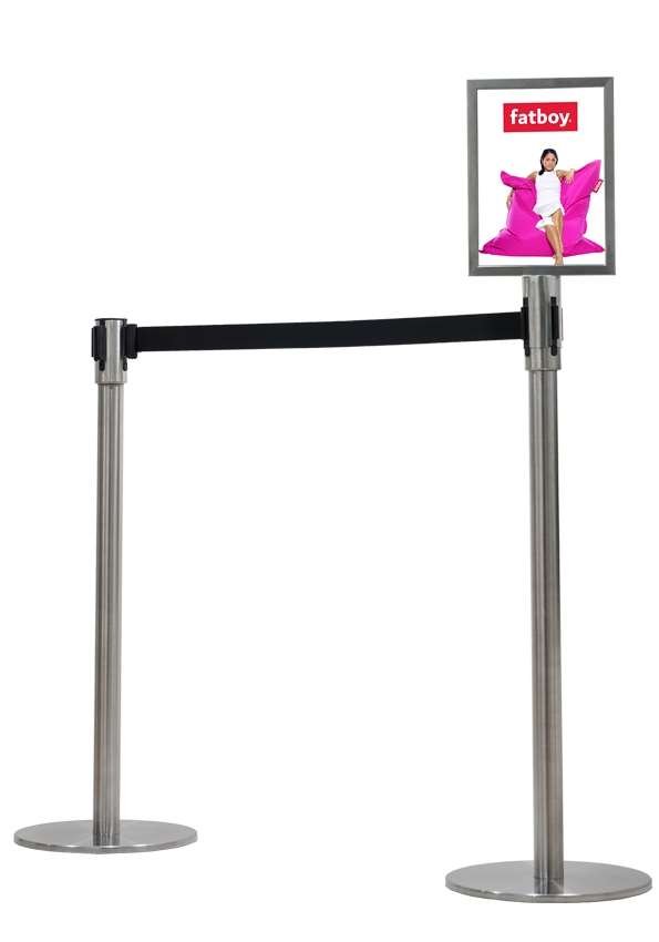 Schilderhalter f&uuml;r Crowd Barrier Belt System, schwarzierung, A4