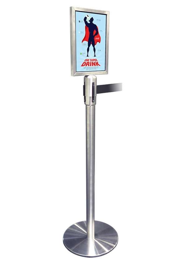 Schilderhalter f&uuml;r Crowd Barrier Belt System, schwarzierung, A4