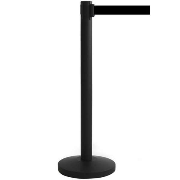 Schwarzer Absperrpfosten - 1 St&auml;nder mit 3 Metern schwarzem Klebeband