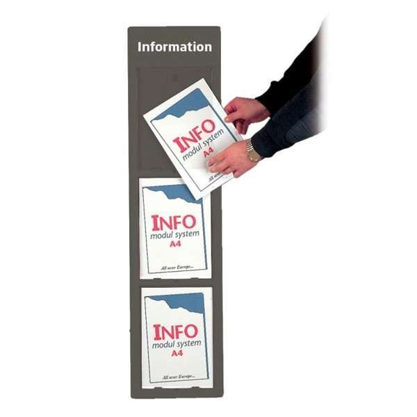 Info-Modultafel aus Kunststoff mit APET-Frontplatten, anthrazit - 3xA4