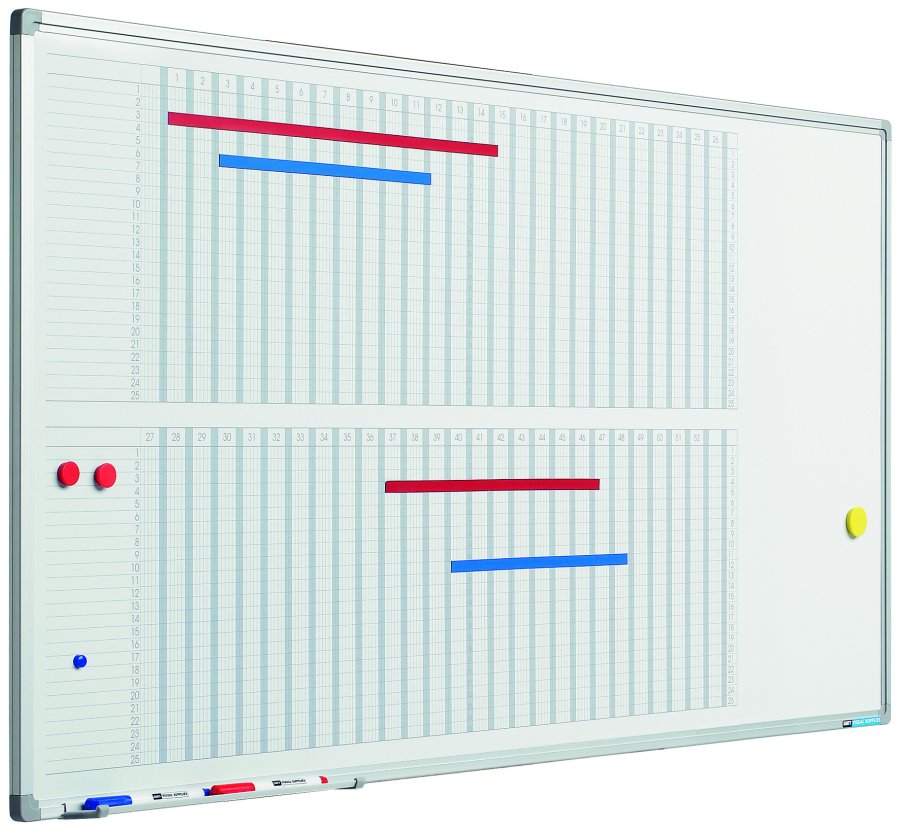 Planungstafel mit Wochenkalender, magnetisch, Whiteboard, 120 x 150 cm