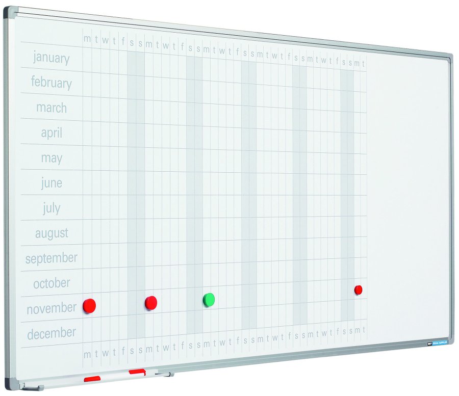 Planungstafel - Jahreskalender mit Tagen - 60x120 cm
