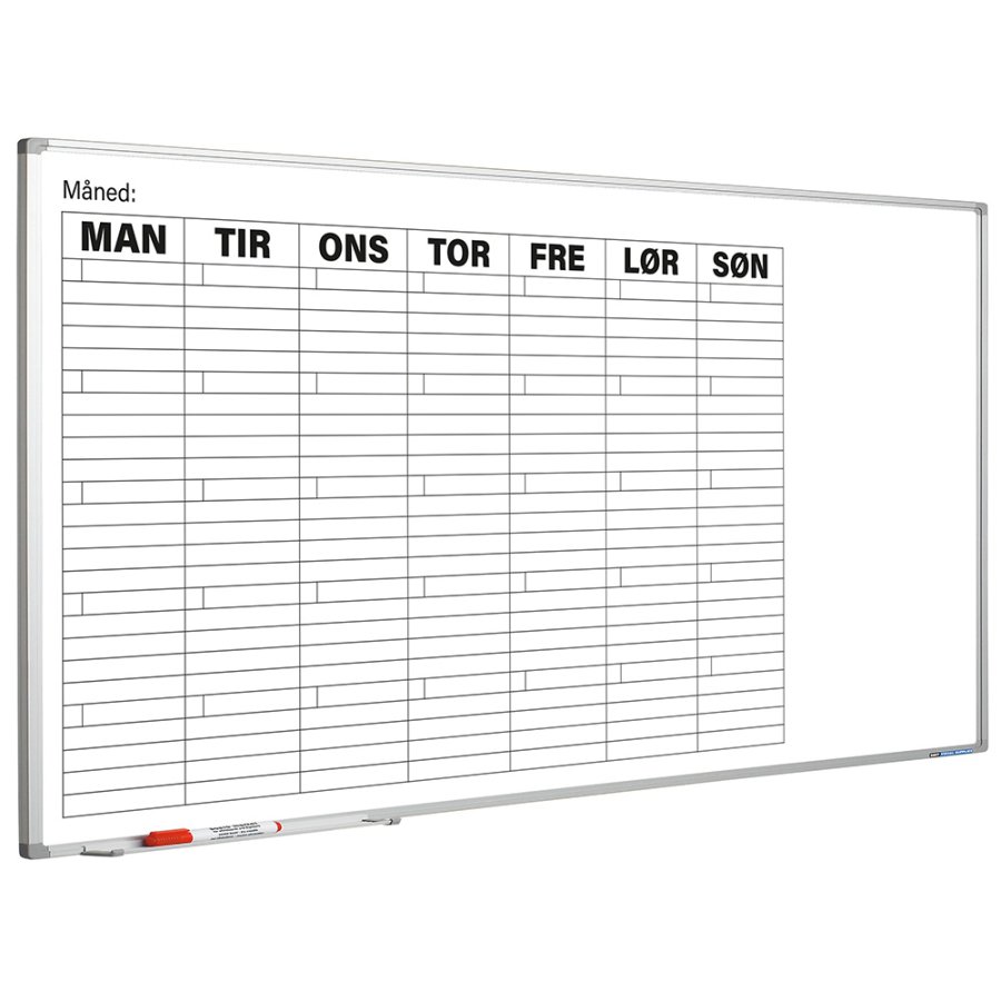Planungstafel mit Wochenkalender, magnetisch, Whiteboard, 60 x 120 cm
