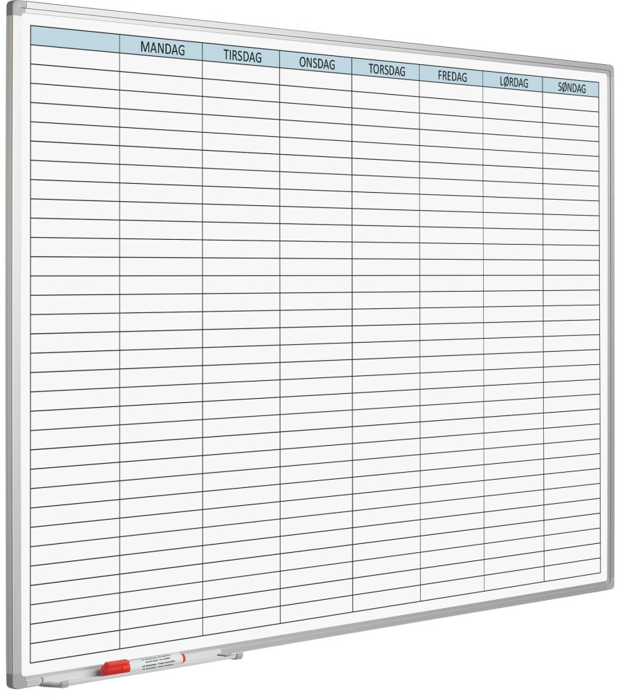 Planungstafel, Whiteboard mit Tageskalender, 90 x 120 cm