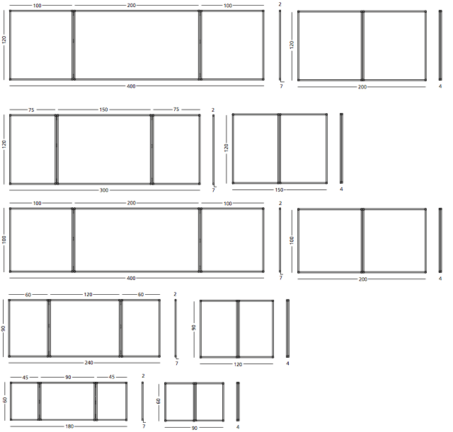 Whiteboard mit 2 Türen (5 Seiten), abschließbar - 60x90 cm (60x180 cm) - ohne Verschlusssystem