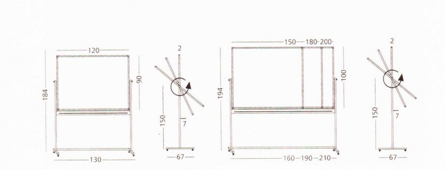 Schwenktafel, Whiteboard für intensiven Gebrauch auf mobilem Stativ - 8 Größen - 90x120 cm