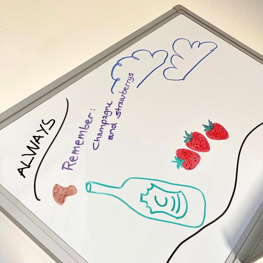 Whiteboard lackiert, 45 x 30 cm, inkl. Mikrofasertuch und 6 Markern