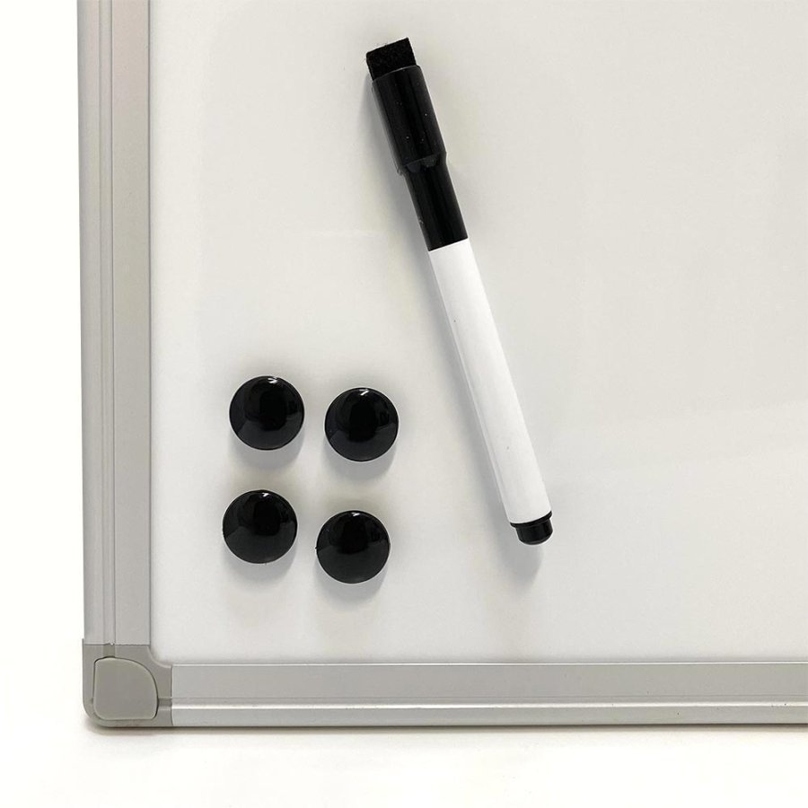 Whiteboard- und Kork-Kombitafel-Set 60x40cm, inkl. schwarzer Magnetmarker, 4 x schwarze 20-mm-Magnete, 12 schwarze Nadeln und Montagesatz