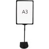 Preisrahmenset, schwarzer Stahlfu&szlig; und Aluminiumstange, schwarzer A3-Rahmen (29,7 x 42 cm). H&ouml;he 84 - 103 cm, Breite 30,5 cm, Fu&szlig; 16 x 21 cm #2