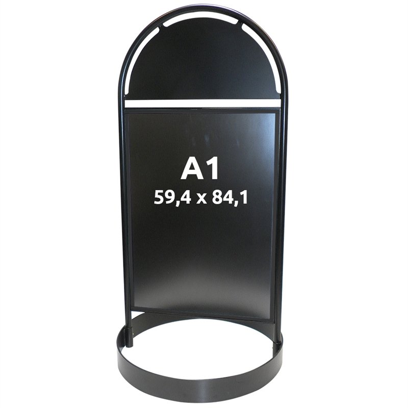 Gotik Circle Kundenstopper mit Logo schild, schwarz - A1