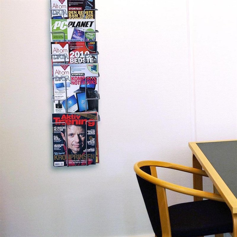 Brosch&uuml;renhalter f&uuml;r die Wand 9xA5 oder A6 Horizontal silber