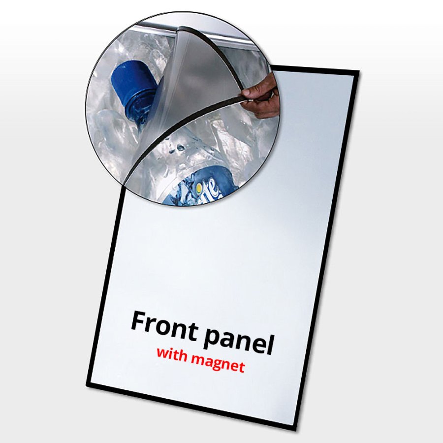 PET-Frontplatte mit Magnet, schwarzer Rand - A1 (63 x 88 cm)