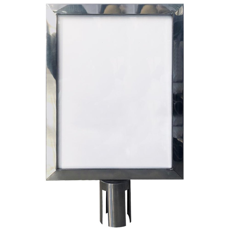 Schilderhalter f&uuml;r Crowd Barrier Belt System, Edelstahl, A3