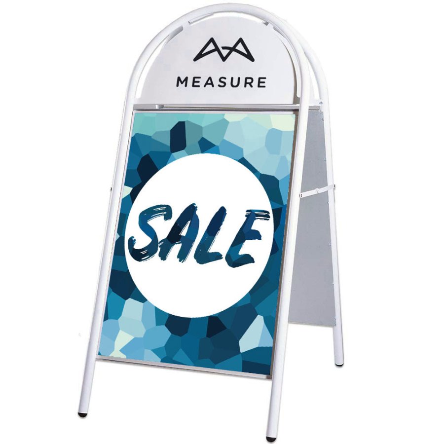 Expo Gotik Kundenstopper mit Logo schild - 50x70 cm - weiß