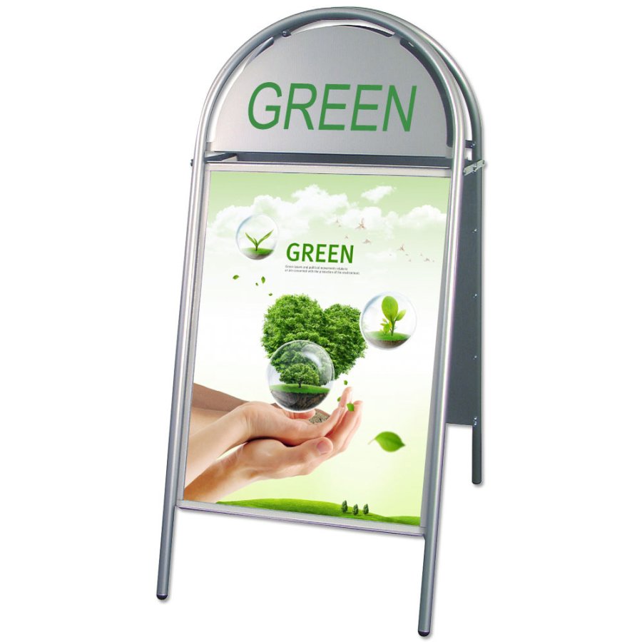 Expo Gotik Kundenstopper mit Logo schild - 50x70 cm - Silber