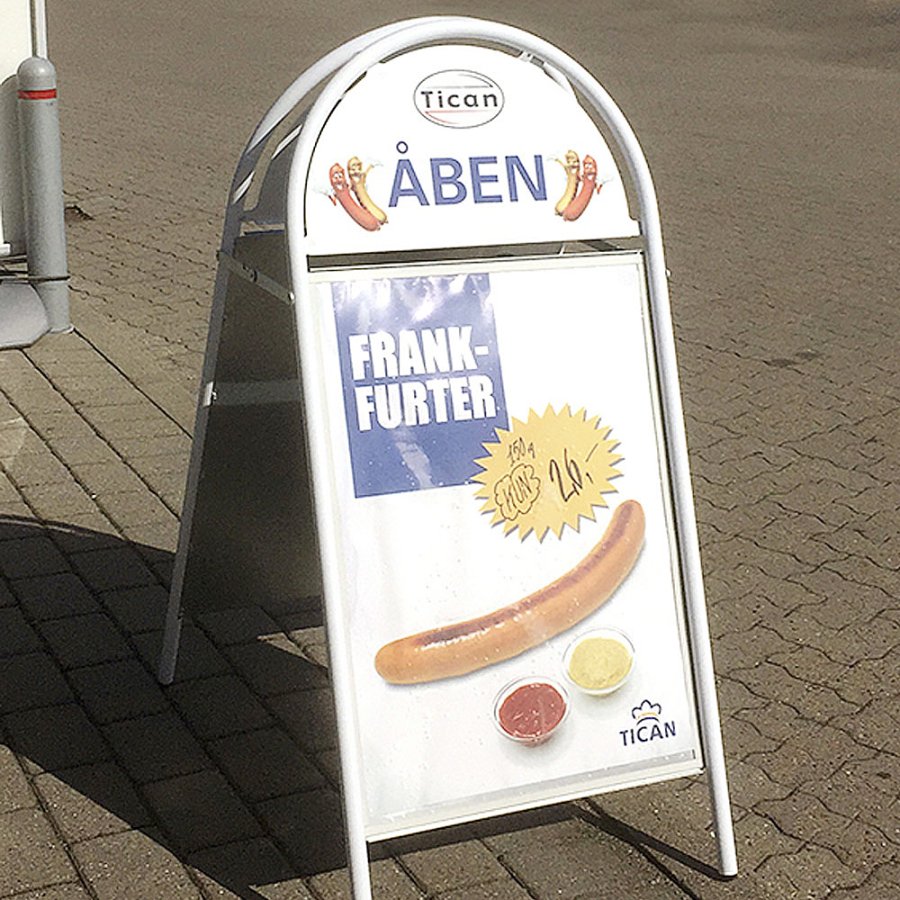 Expo Gotik Kundenstopper mit Logo schild - A1 - weiß