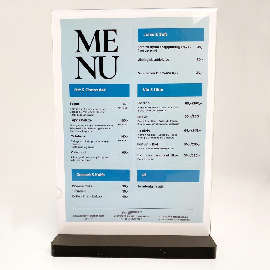 Black Bottom Men&uuml;kartenhalter vertikal - A4