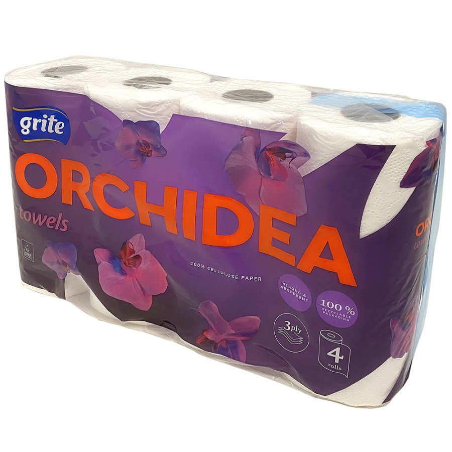 Küchenrolle, Grite Orchidea, 3-lagig, 100 % Frischfaser, 28 Rollen