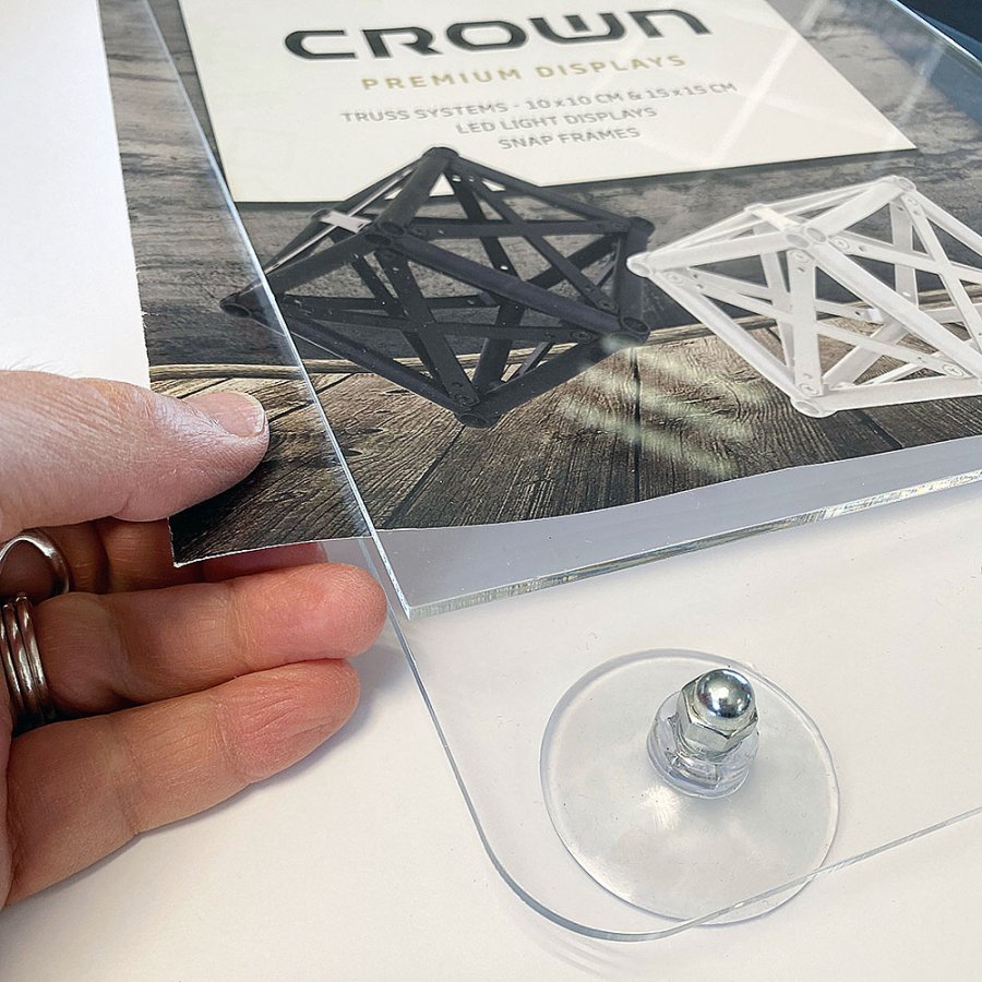 Acrylrahmen mit Saugnapf f&uuml;r Fenster doppelseitig horizontal - A4