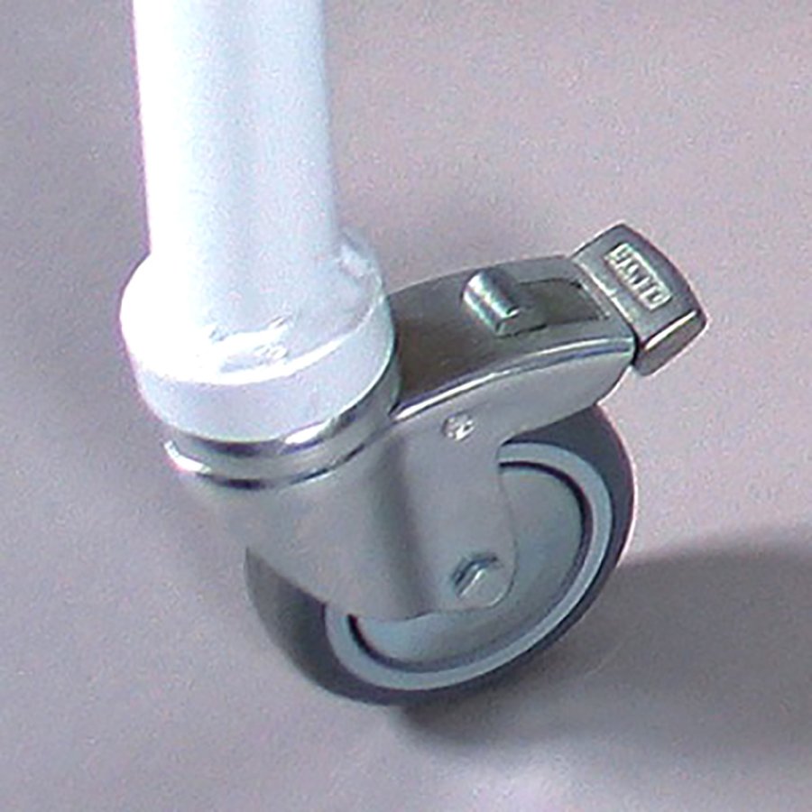 Kundenstopper mit Logoplatte und Rollen, New Gotik Lux, A1, Wei&szlig;