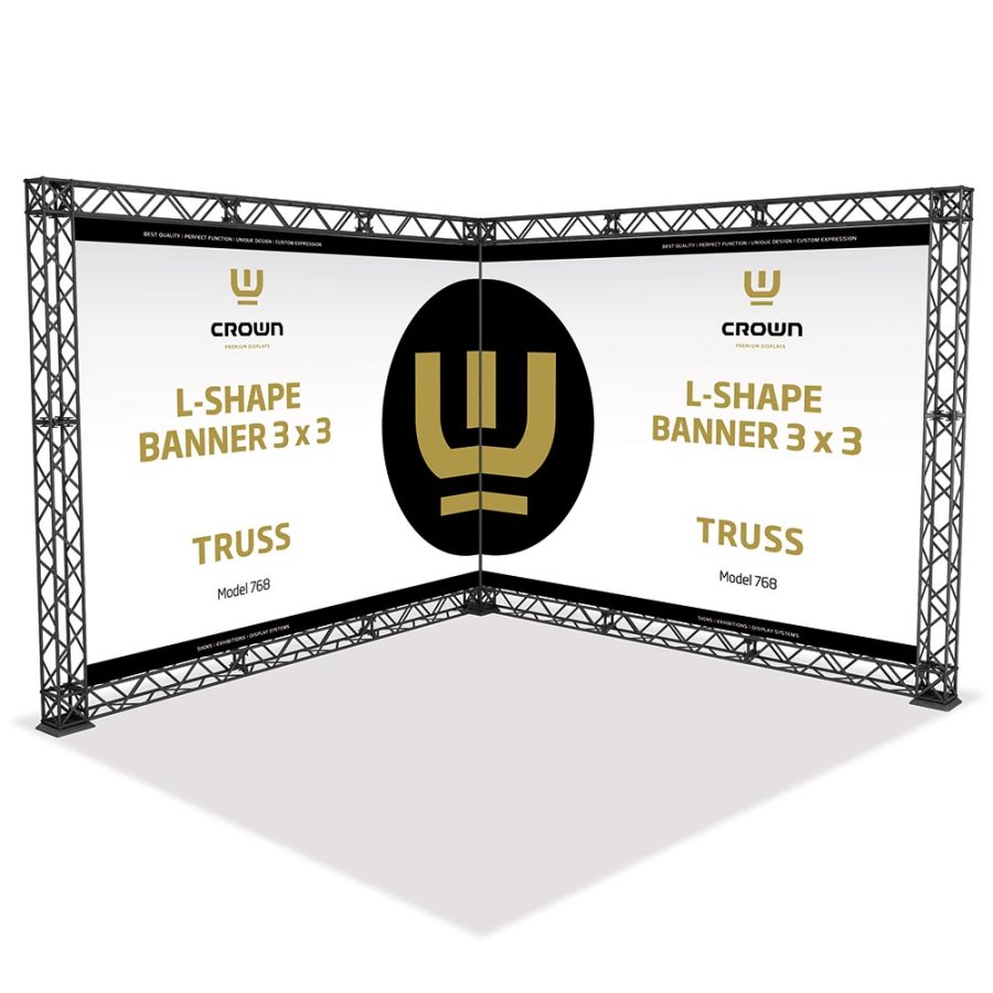 Crown Truss 15 Messewand L-Form 3 x 3 m - schwarz