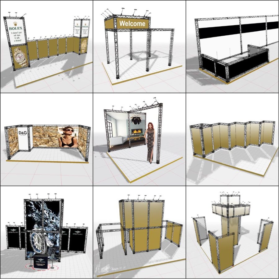 Crown Truss 15 Messewand U-Form 5 x 5 m - schwarz