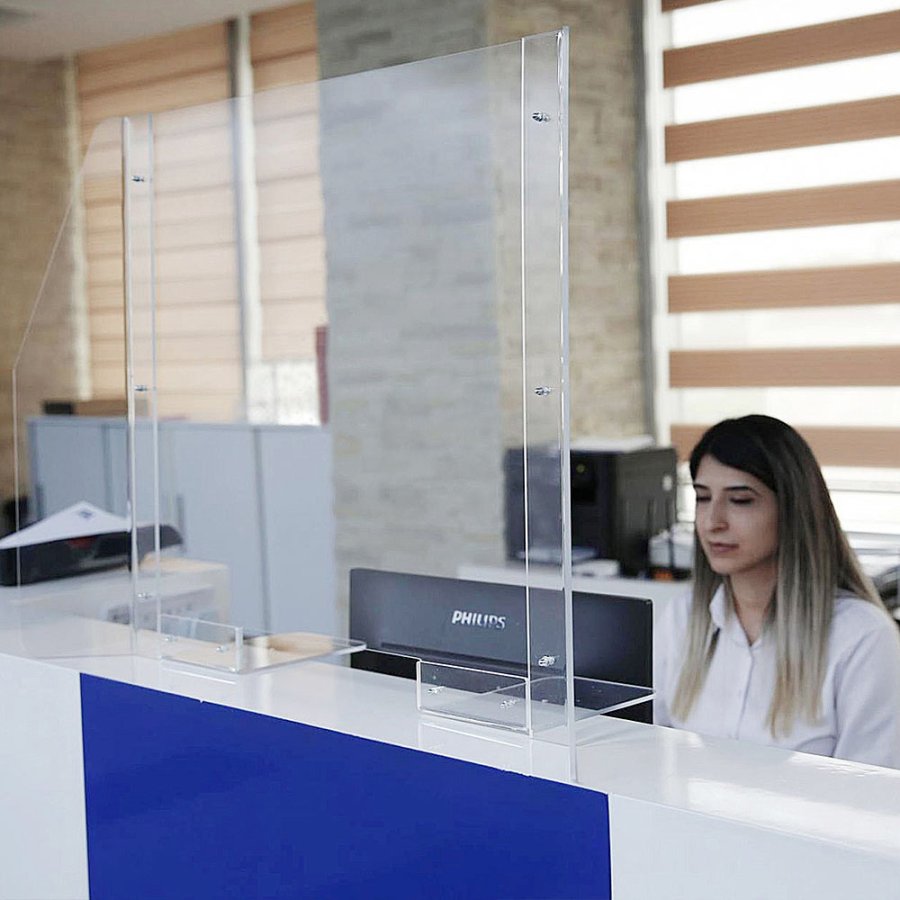 Hygieneabschirmung f&uuml;r Tisch, 90 x 65 cm