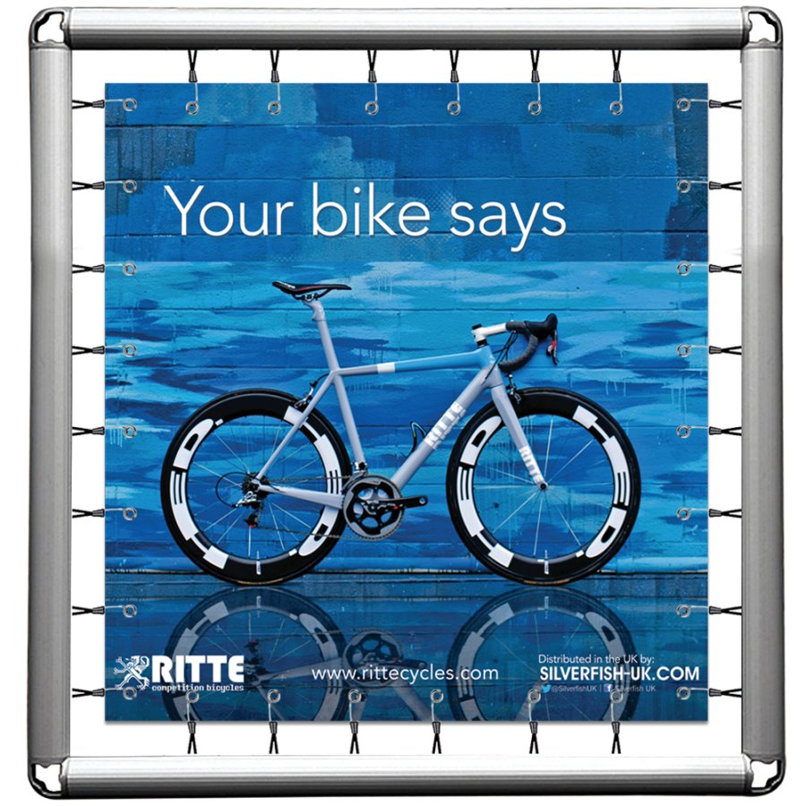 Omni-Banner-Rahmen, 100 x 100 cm. inkl. Haken mit Gummi