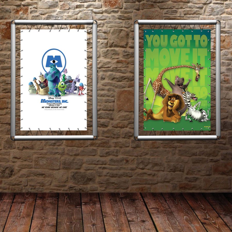 Omni-Bannerrahmen, 150 x 150 cm. inkl. Haken mit Gummi