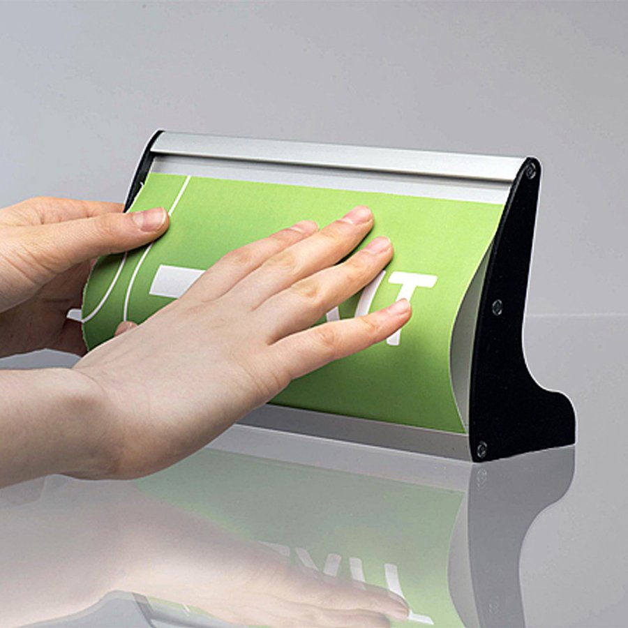 Namensschild f&uuml;r Tisch aus Aluminiumprofil, silber/schwarz - 7,4x15cm