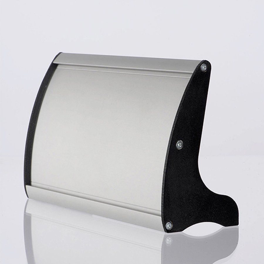 Namensschild f&uuml;r Tisch aus Aluminiumprofil, silber/schwarz - 7,4x30cm