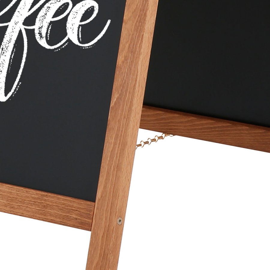 Wooden Kreidetafel Kundenstopper aus Holz, dunkel gebeizt, mit Stahlbrett, 46 x 68 cm
