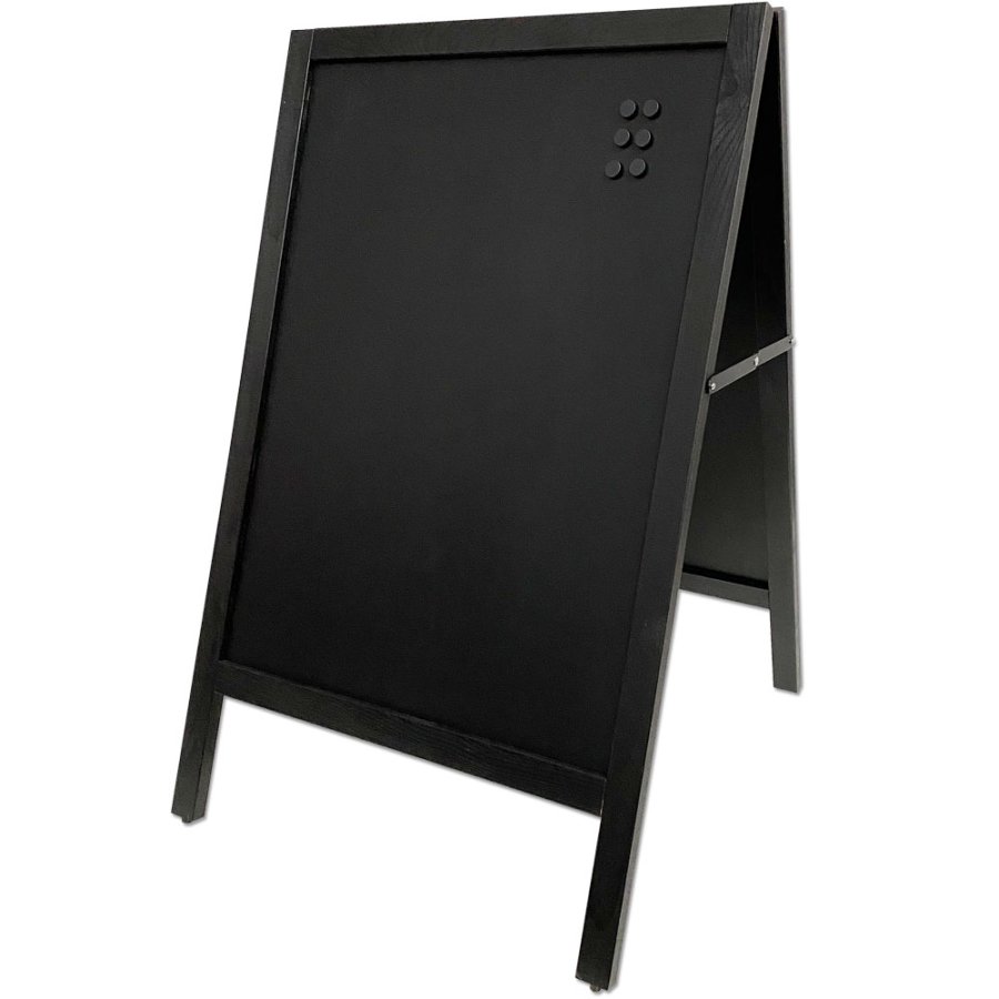 Wooden Kreidetafel Kundenstopper aus Holz mit Stahlbrett 59x78cm - schwarz gebeizte Buche