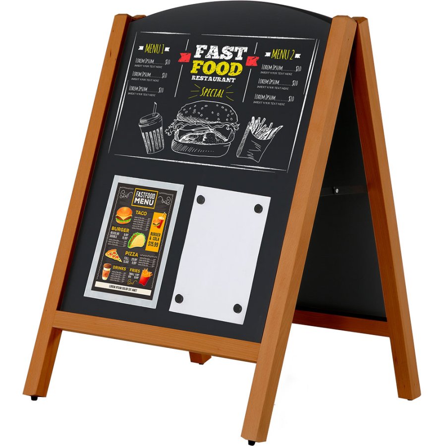 Wooden Kreidetafelschild Bow, dunkles Holz, Tafel 59 x 78 cm