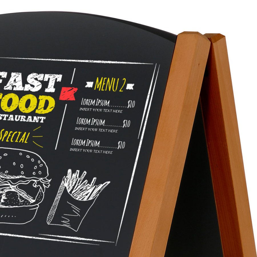 Wooden Kreidetafelschild Bow, dunkles Holz, Tafel 59 x 78 cm