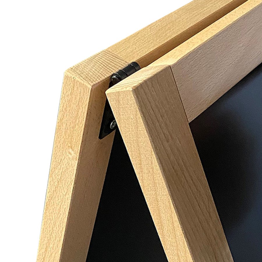 Wooden Kreietafelschild aus hellem Holz, mit magnetischer Tafel sowie Frontscheibe, Postergr&ouml;&szlig;e 42,5 x 87,5 cm.