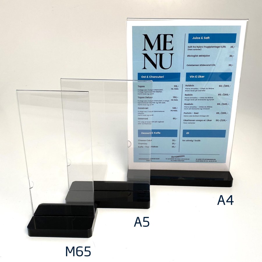 Black Bottom Men&uuml;kartenhalter vertikal - A5 - 14,8 x 21 cm - schwarz