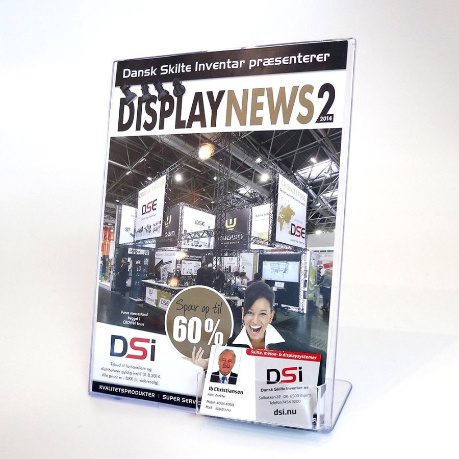 L - Men&uuml;kartenhalter A4, mit Einschub oben - Halter f&uuml;r Visitenkarten