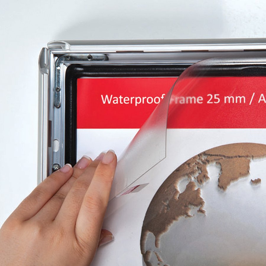 Watersafe Klapprahmen mit 25mm Aluminiumprofil, silber - A4