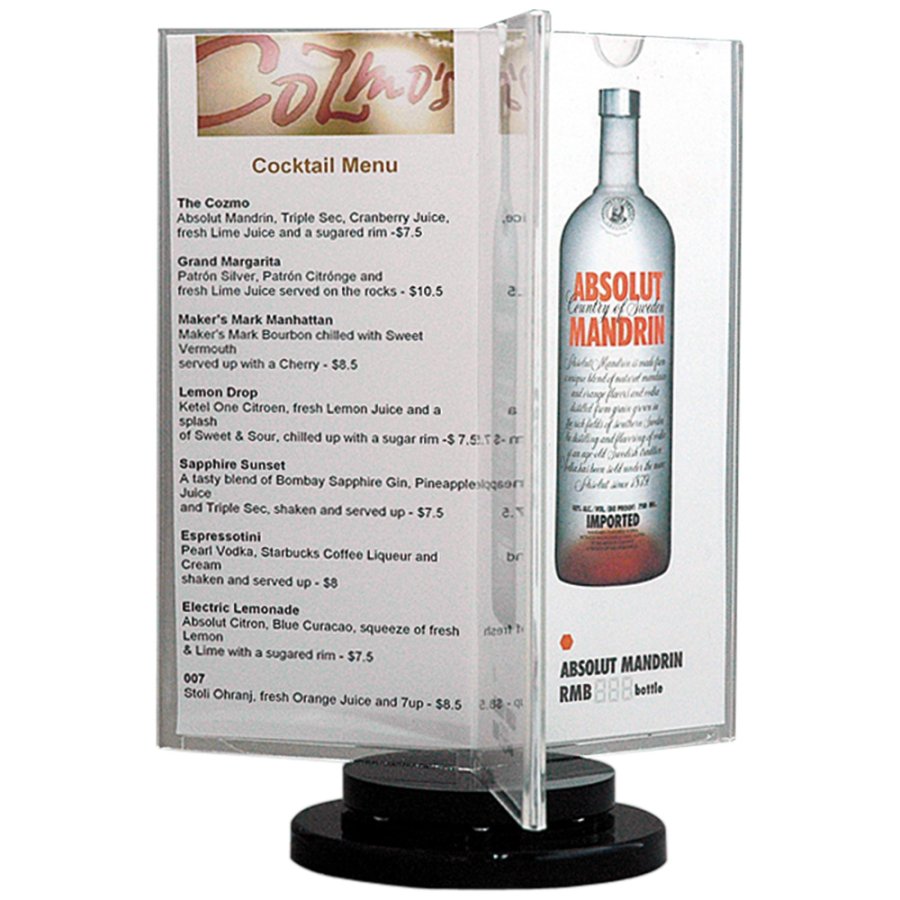 Spin Men&uuml;kartenhalter vertikal - 6xM65 Flyer - 9,9x21 cm - schwarz