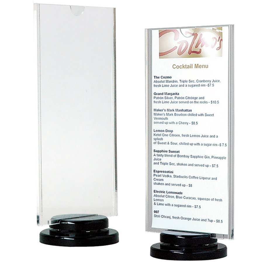 Spin Men&uuml;kartenhalter vertikal - 2xM65 Flyer - 9,9x21 cm - schwarz