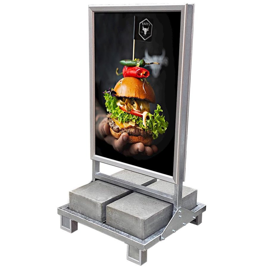 Schweres Kundenstopper mit Betonst&auml;nder f&uuml;r den Au&szlig;enbereich - 70 x 100 cm