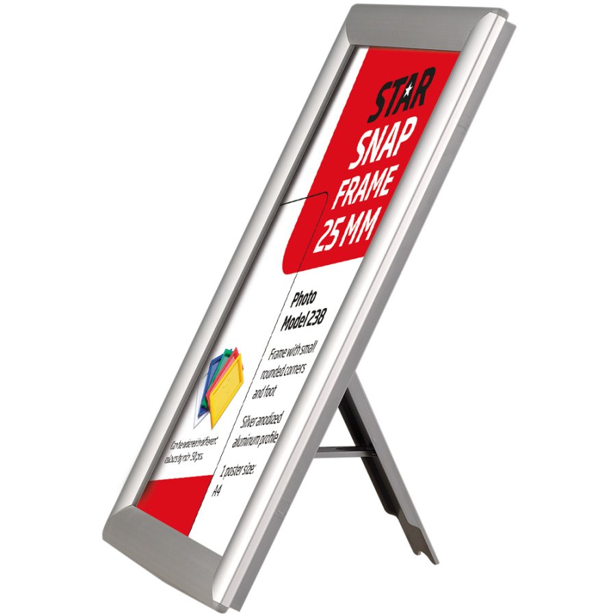 Foto-Klapprahmen mit 25mm Aluminiumprofil, silber - A4